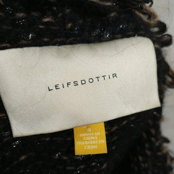 Leifsdottir Anthropologie Zip up Cardigan Sweater Size S Brown Black Metallic - Picture 5 of 7